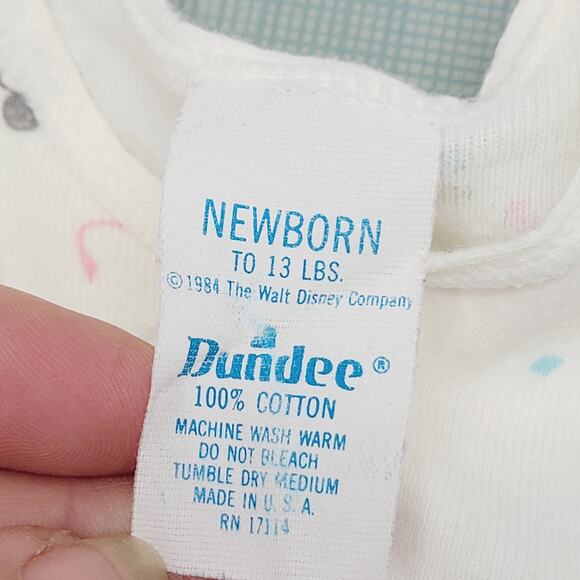 Vtg 80s Dundee Disney Babies Snap Cross Body Crib Shirt NB Mickey Minnie Mouse - Picture 6 of 12